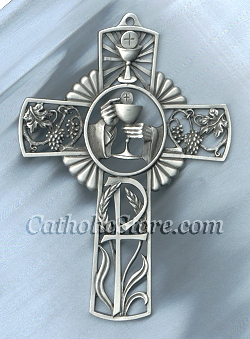 1st Communion Cross Silver/Pewter