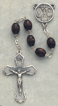 Pewter and Brown Wood Rosary