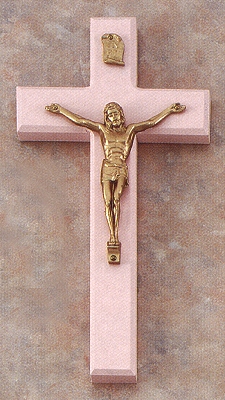 Pink & Gold Crucifix 8 In.