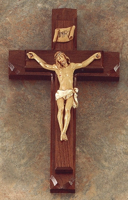 Walnut Wood Wall Crucifix, 12