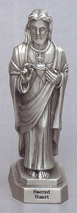 Sacred Heart Pewter Statue 3.5 In.