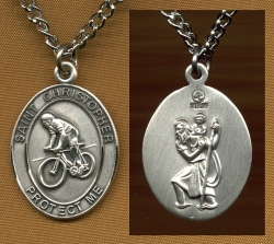 Men's Sterling St. Christopher Bicycling Medal