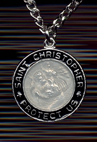 St. Christopher Medal Enameled-Black & White