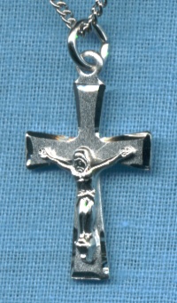 Frosted Cross Crucifix 3/4 In. Sterling