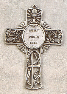 1st Communion Photo Cross Silver/Pewter