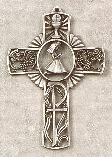 Girl's 1st Communion Cross Silver/Pewter