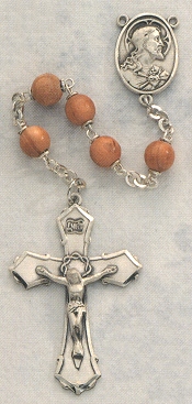 Olivewood Bead Rosary w/ Sterling Silver