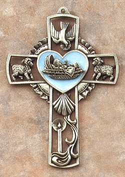 Pewter & Blue Baby Cross 5 In.