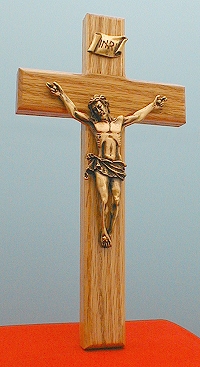 Oak & Bronze Crucifix 8 In.