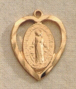 14kt Gold Heart Miraculous Medal