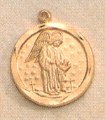 Guardian Angel Medal Round Gold on Sterling