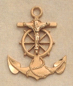 7/8 In. Anchor Cross Gold on Sterling