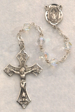 Crystal Aurora Borealis Rosary w/Sterling