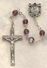 Amethyst Crystal  Rosary W/pewter 6mm