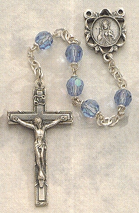 Blue  Rosary w/Pewter 6mm