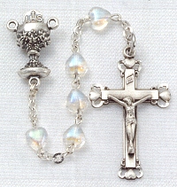 1st. Communion Deluxe Glass Heart Rosary