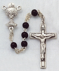 1st. Communion Rosary Black Wood & Sterling