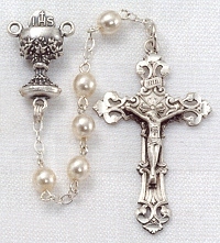 Deluxe Glass Pearl Communion Rosary