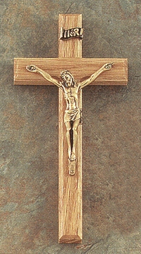 Oak & Antique Bronze Crucifix 6 1/4 In.