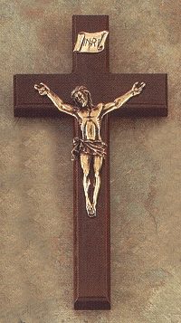 Cherry Finished Bronze Crucifix 8 In.