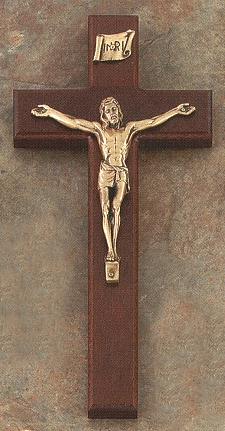 Cherry Finished Bronze Crucifix 10 In.