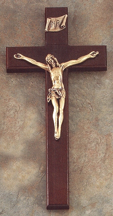 Cherry Finished Bronze Crucifix 12 In.