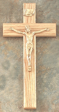 Oak & Lacquered Gold Crucifix 12 In.