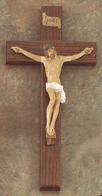 Walnut/Hand Painted Crucifix 12 In.