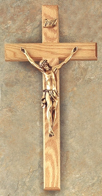 Oak & Bronze Crucifix 20 In.