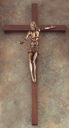 Walnut/Gold Gift Of The Spirit Crucifix 22In.