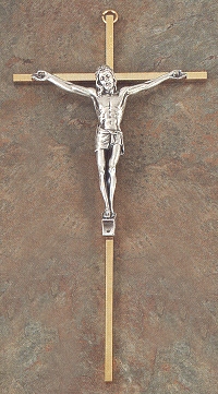 Gold & Antique Silver Crucifix 10 In.