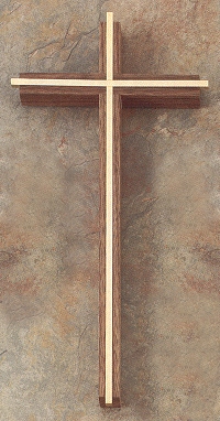 Narrow Gold Plate Inlay Cross 12 In.