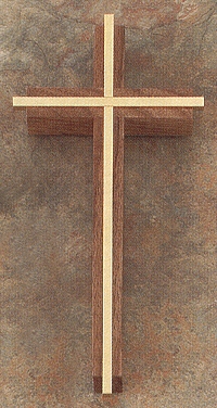 Narrow Gold Plate Inlay Cross 8 In.