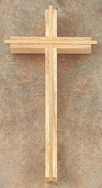 Narrow Oak Gold Plate Inlay Cross 10 In.