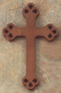 Walnut Budded Filigree Cross 12 In.