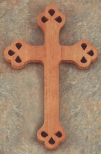 Fruitwood Budded Filigree Cross 12 In.