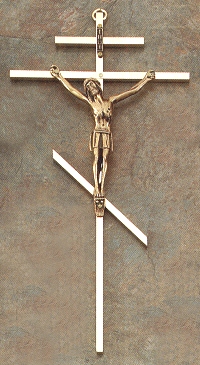 24kt Gold & Bronze Eastern Crucifix 10 In.