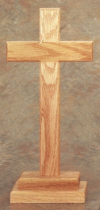 Plain Oak Standing Cross 13 In.