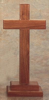 Plain Walnut Standing Cross 13 In.