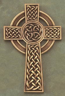 Knotted Celtic Cross Bronze on Pewter 8 In.