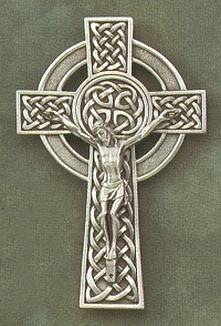 Celtic Crucifix Silver on Pewter 5 In.