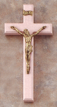 Pink & Gold Crucifix 6.25 In.