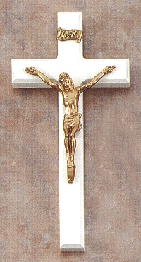 White & Gold Crucifix 6.25 In.