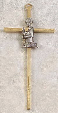 Boy's First Communion Cross Gold & Pewter