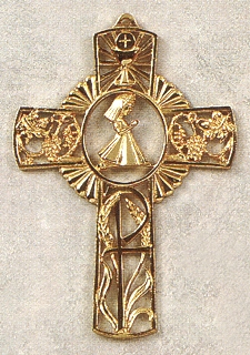 Girl's 1st Communion Cross Gold/Pewter