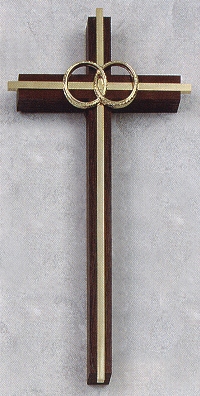 Walnut  Wedding Cross With Gold