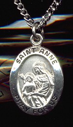 St Anne Sterling Medal - Oval, 3/4 Inch