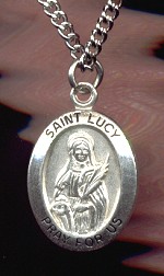 St Lucy Sterling Medal - Oval, 3/4 Inch