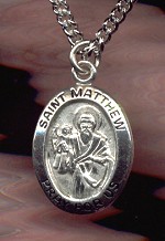 St. Matthew Sterling Medal  - Oval, 3/4 Inch