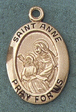 St. Anne 14kt Gold Oval Medal 3/4 In.